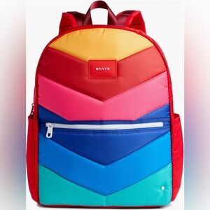 STATE Kids Kane Double Pocket Large Backpack in Rainbow Chevron